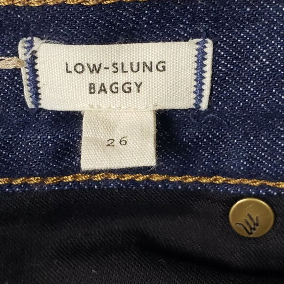 Madewell Low-Slung Baggy Jeans Rinse Wash With Raw Hem Women Size 26 Relaxed Fit - Picture 3 of 16